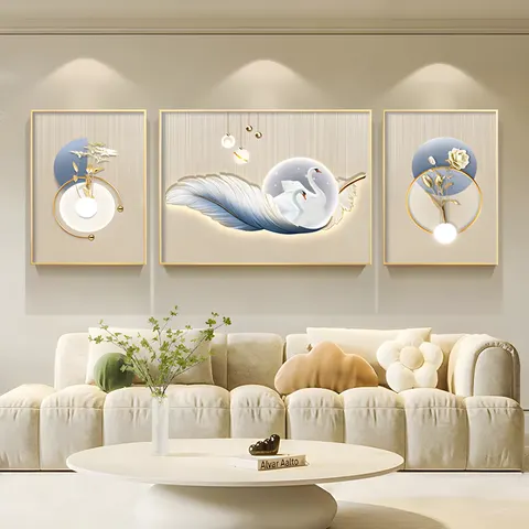 New Style Living Room Art Decoration Painting Light Luxury Triple High-end Atmosphere Crystal Porcelain Inlayed Diamond Painting