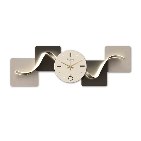 New Style of Geometric Pattern Living Room Decorative Wall Art with Clock Mural and Acrylic Glow-in-the-Dark Painting