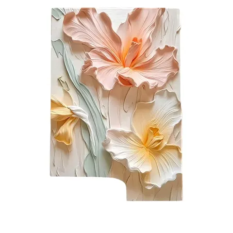 New Trending Abstract 3D Effect Floral Canvas Print Artwork 3D Texture Crystal Porcelain Painting Elegant Flower Wall Decor