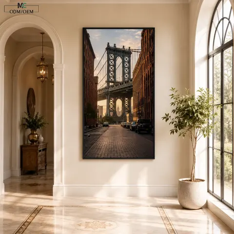 New York City Wall Art Manhattan Skyline Canvas Brooklyn Bridge Poster Urban Landscape Decor Entryway Wall Painting