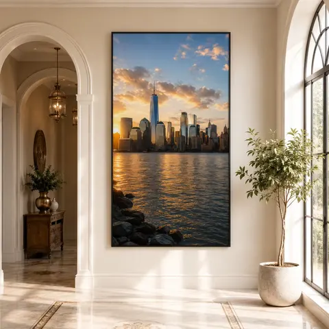 New York City Wall Art Manhattan Skyline Canvas Brooklyn Bridge Poster Urban Landscape Decor Entryway Wall Painting
