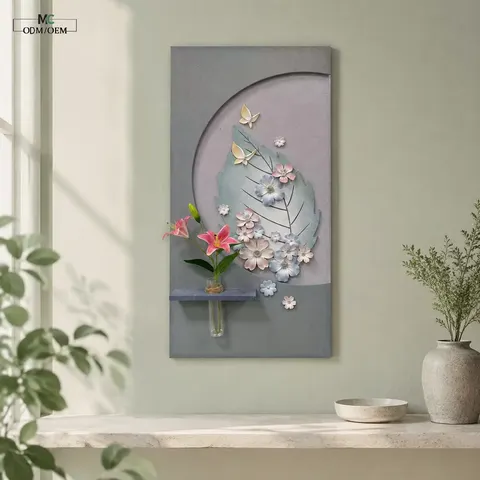 Newly Launched Flowers Sandstone Three-dimensional Art Decor Painting Entrance Hall Background Wall LED Painting