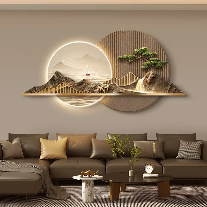 Newly Launched Sandstone Crystal Porcelain Acrylic LED Painting Sofa Background Wall Art Decor Painting