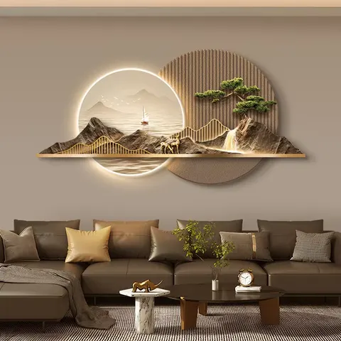 Newly Launched Sandstone Crystal Porcelain Acrylic LED Painting Sofa Background Wall Art Decor Painting