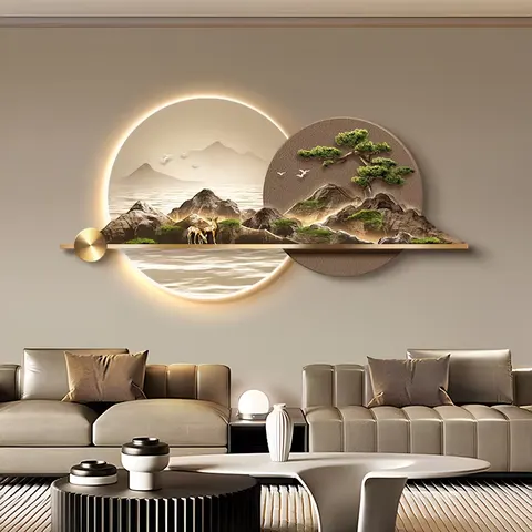 Newly Launched Sandstone Crystal Porcelain Acrylic LED Painting Sofa Background Wall Art Decor Painting