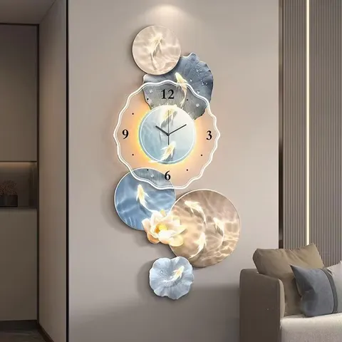 Nine Fish and Lotus Flowers Picture Art Home Furnishings Decorative Painting UV Printing Acrylic LED Painting