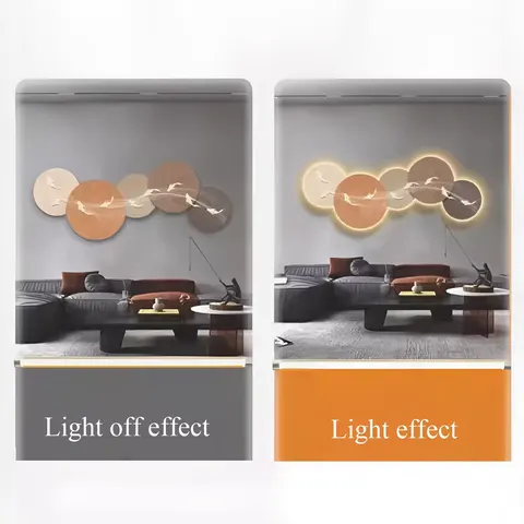 Nine Fish Chart Living Room Crystal Porcelain Decorative Painting Sofa Background Wall Art Home Decor LED Glow Hanging Painting