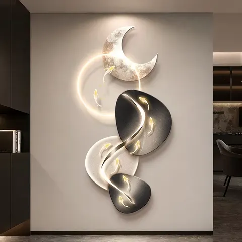Nine Fish Diagram Acrylic LED Painting Corridor Back Wall Surface Art Home Decor Paintings