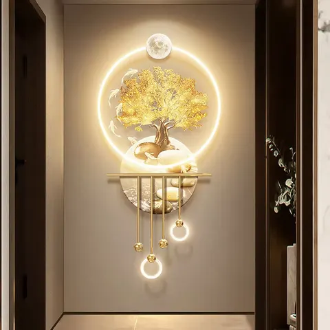 Nine Fish Diagram Acrylic LED Painting Metal Pendant UV Engraving Artist Decor Painting