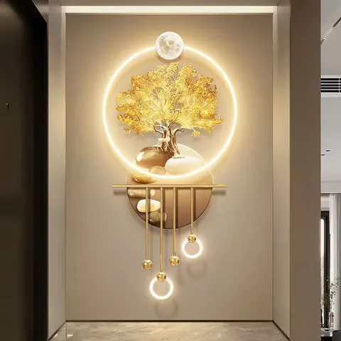 Nine Fish Diagram Acrylic LED Painting Metal Pendant UV Engraving Artist Decor Painting