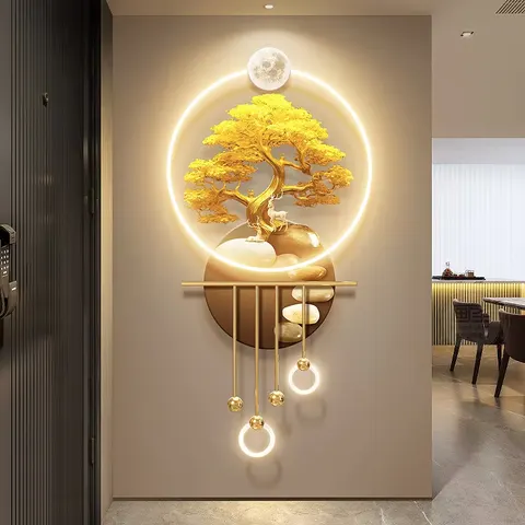 Nine Fish Diagram Acrylic LED Painting Metal Pendant UV Engraving Artist Decor Painting