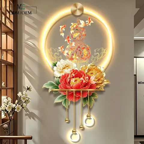 Nine Fish Diagram Art Acrylic LED Painting Corridor Background Wall Decor Painting