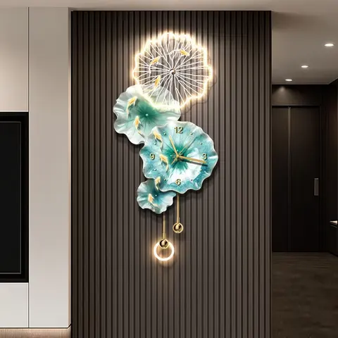 Nine Fish Diagram Clocks and Watches Acrylic LED Painting Television Background Glowed LED Painting