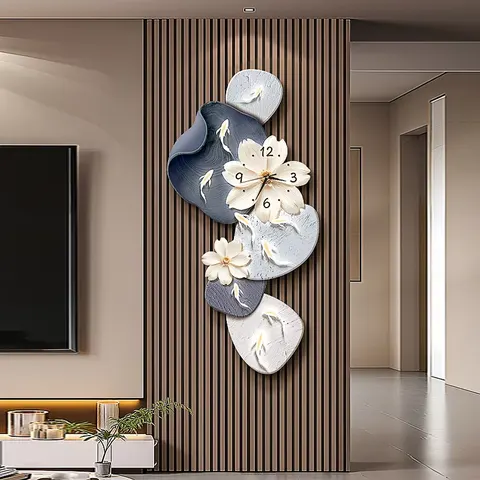Nine Fish Diagram Clocks and Watches Art Home Decor Painting Beside the TV Background Wall Crystal Porcelain Painting