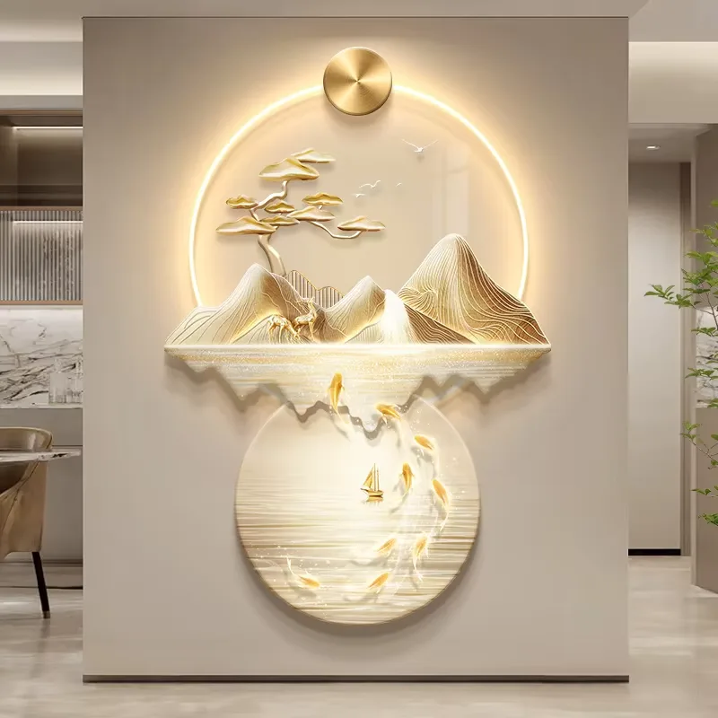 Nine Fish Diagram Elk Art Home Decor Painting Corridor Backdrop Wall Acrylic LED Painting