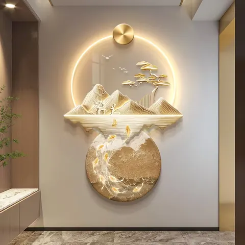 Nine Fish Diagram Elk Art Home Decor Painting Corridor Backdrop Wall Acrylic LED Painting
