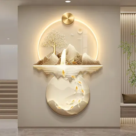Nine Fish Diagram Elk Art Home Decor Painting Corridor Backdrop Wall Acrylic LED Painting