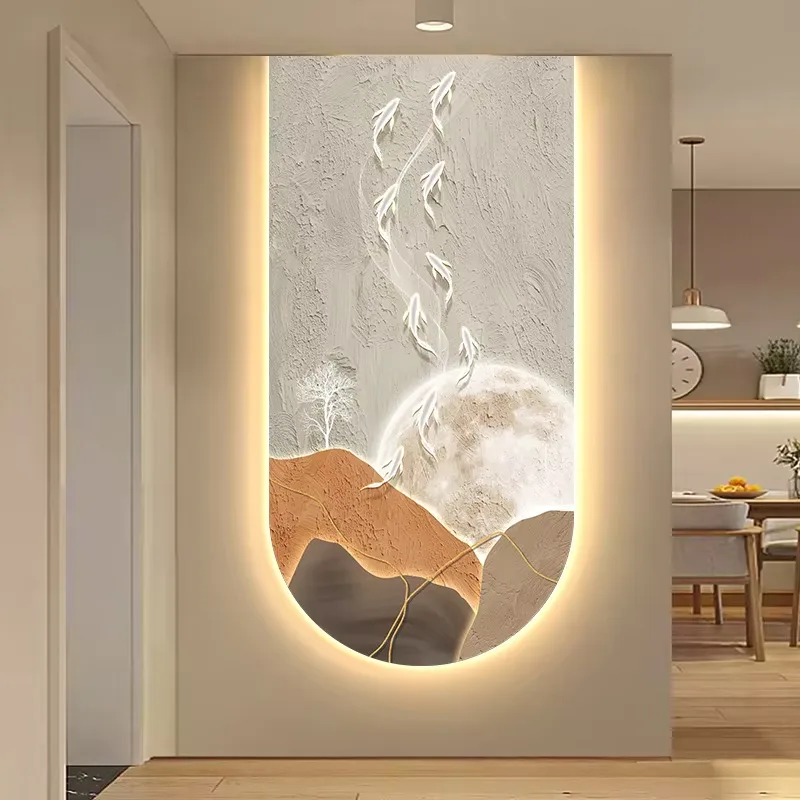 锦鲤 单幅 装饰画 现代简约 玄关背景墙挂画 晶瓷画