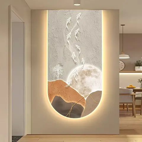 Nine Fish Diagram Entrance Hall Background Wall Crystal Porcelain Painting Elk Art Home Decor Painting