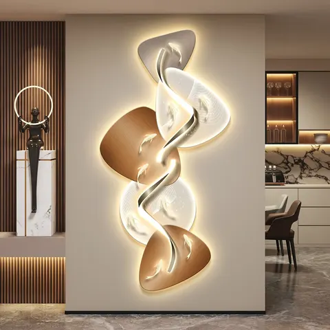 Nine Fish Diagram Glowed LED Paintings Corridor Background Wall Crystal Porcelain Art Decor Painting