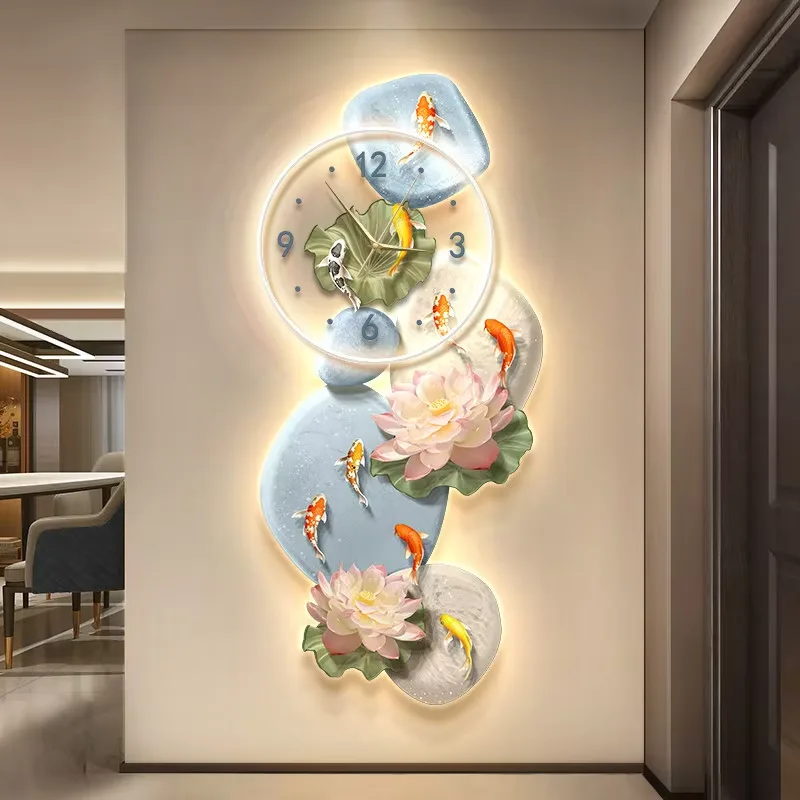 Nine Fish Diagram Lotus Acrylic Led Decorative Painting Corridor Background Wall Art Wall Surface Mural Painting