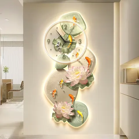 Nine Fish Diagram Lotus Acrylic Led Decorative Painting Corridor Background Wall Art Wall Surface Mural Painting