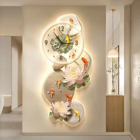 Nine Fish Diagram Lotus Acrylic Led Decorative Painting Corridor Background Wall Art Wall Surface Mural Painting