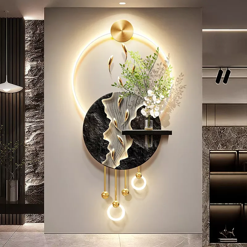 锦鲤 单幅 装饰画 现代简约 客厅背景墙挂画 LED带灯画