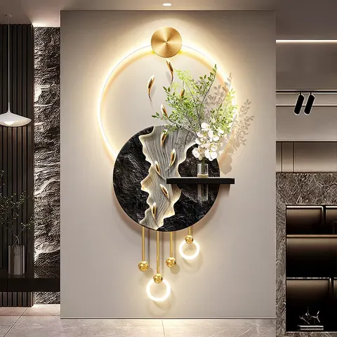 Nine Fish Diagram Metal Pendant UV Engraving Acrylic LED Paintings Hydroponic Plants Art Home Decor Painting