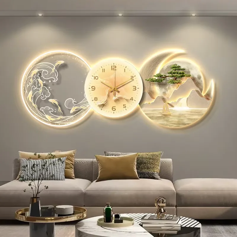锦鲤 单幅 装饰画 现代简约 餐厅背景墙挂画 LED带灯画