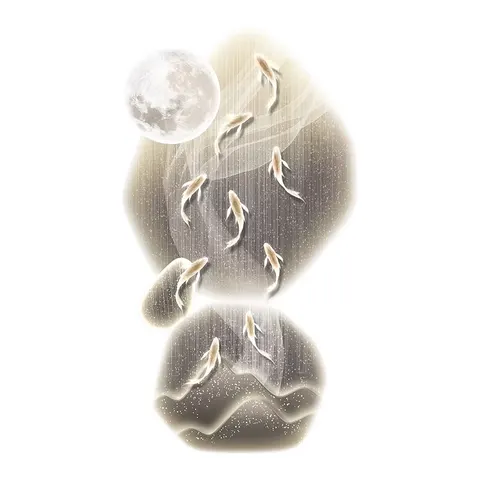 锦鲤 单幅 装饰画 现代简约 玄关背景墙挂画 精雕画