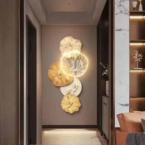 Nine Fish Figure Lotus Acrylic LED Painting Living Room Corridor Background Wall Art Home Decor Painting