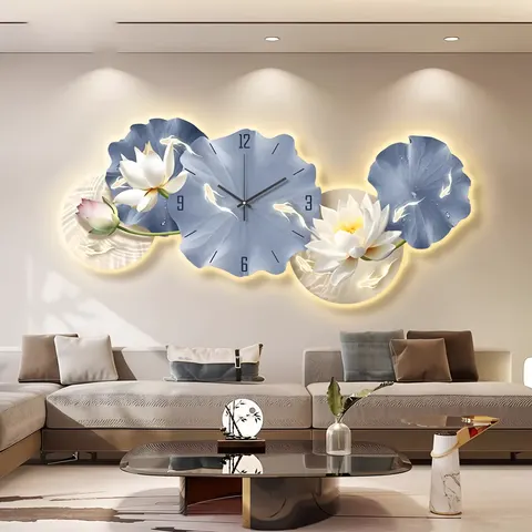 锦鲤 单幅 装饰画 现代简约 客厅背景墙挂画 LED带灯画