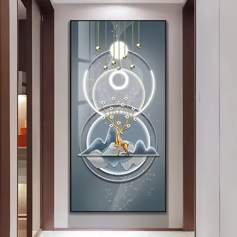 锦鲤 单幅 装饰画 现代简约 客厅背景墙挂画 LED带灯画