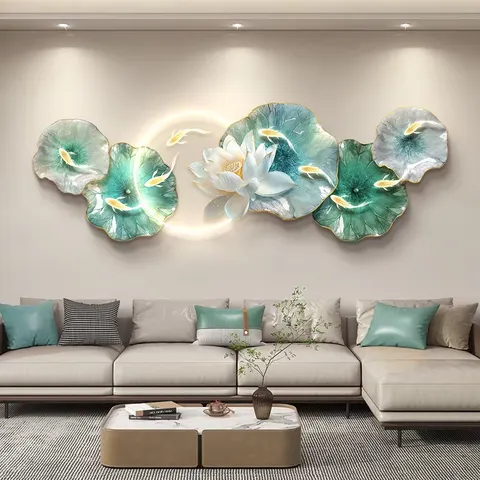 Nine Fish Painting Living Room Art Decor Painting Sofa Background Wall UV Print Acrylic LED Paintings