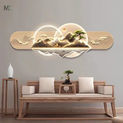 Nine Fish Picture Living Room Art Home Decor Painting New Chinese Sofa Background Wall Landscape Multi-layer Hanging Picture
