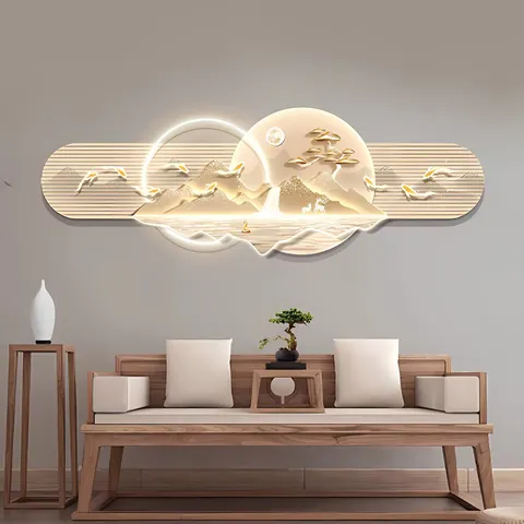 Nine Fish Picture Living Room Art Home Decor Painting New Chinese Sofa Background Wall Landscape Multi-layer Hanging Picture
