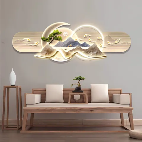 Nine Fish Picture Living Room Art Home Decor Painting New Chinese Sofa Background Wall Landscape Multi-layer Hanging Picture