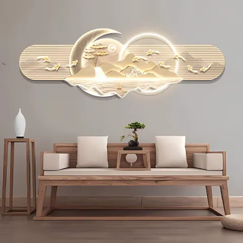 Nine Fish Picture Living Room Art Home Decor Painting New Chinese Sofa Background Wall Landscape Multi-layer Hanging Picture