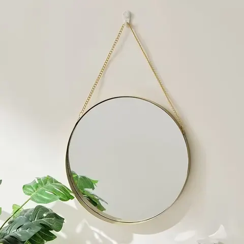 Non-drilled Hole Bathroom Mirror Dormitory Dressing Table Wall Mirror Round Framed Bathroom Mirror Room Mirror