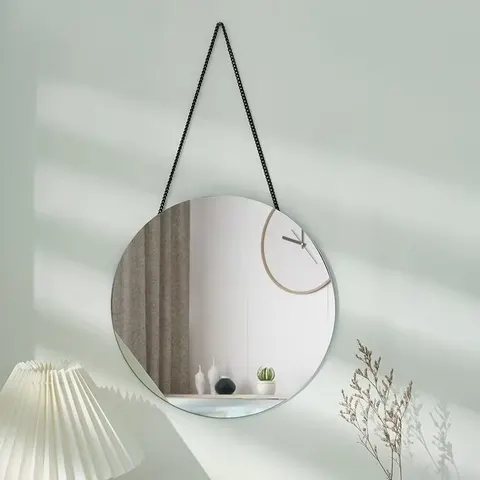 Non-drilled Hole Bathroom Mirror Dormitory Dressing Table Wall Mirror Round Framed Bathroom Mirror Room Mirror