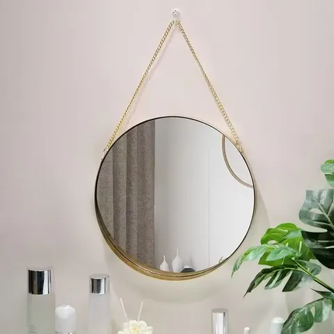 Non-drilled Hole Bathroom Mirror Dormitory Dressing Table Wall Mirror Round Framed Bathroom Mirror Room Mirror