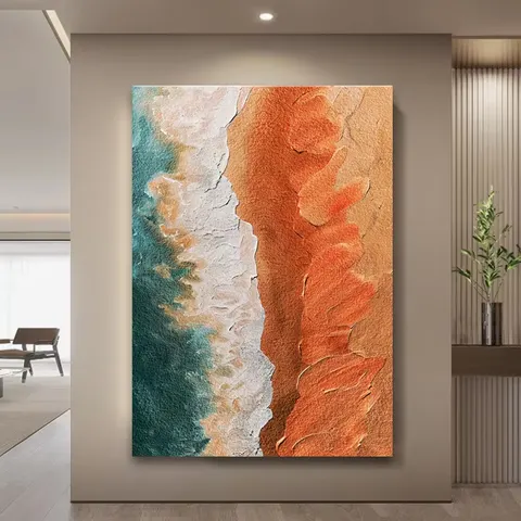 Nordic Abstract Hall Beach Wave Landscape Sandstone Painting Living Room Corridor Background Wall Decor Painting