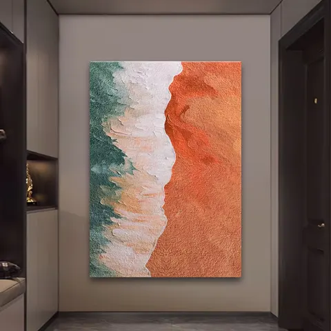 山水 单幅 装饰画 北欧风 玄关背景墙挂画 砂岩浮雕