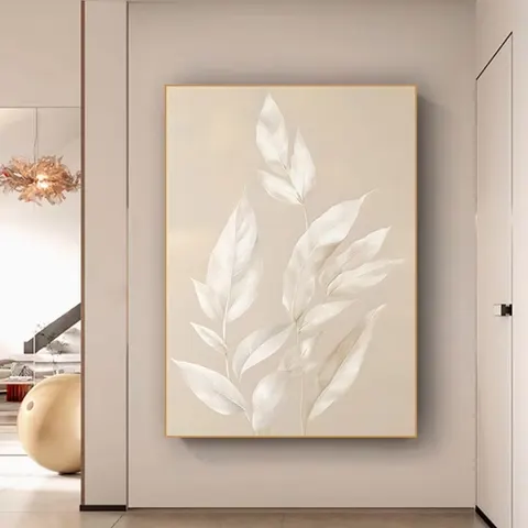 Nordic Living Room Background Wall Decor Paintings Art Abstract Leaf Texture Sense Porch Crystal Porcelain Decorative Painting