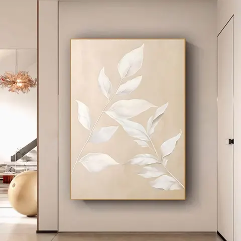 Nordic Living Room Background Wall Decor Paintings Art Abstract Leaf Texture Sense Porch Crystal Porcelain Decorative Painting