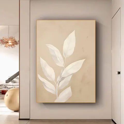 Nordic Living Room Background Wall Decor Paintings Art Abstract Leaf Texture Sense Porch Crystal Porcelain Decorative Painting