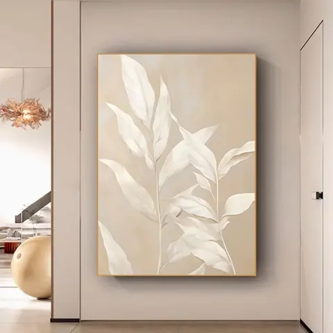 Nordic Living Room Background Wall Decor Paintings Art Abstract Leaf Texture Sense Porch Crystal Porcelain Decorative Painting