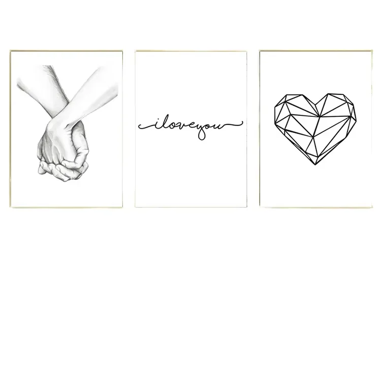 Nordic Minimalist Couple Wall Art 'I for Love You' Picture Print Canvas Painting Home Decor Poster