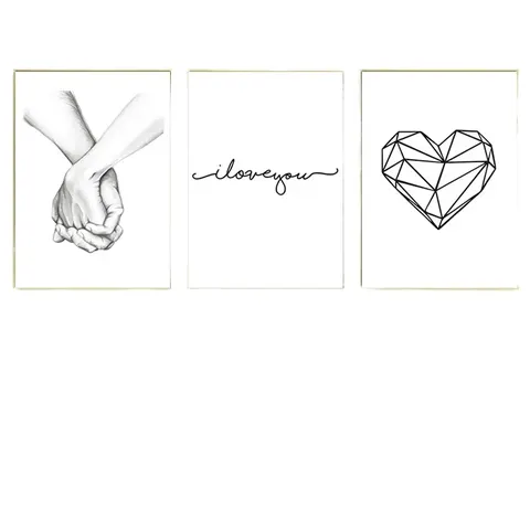 Nordic Minimalist Couple Wall Art 'I for Love You' Picture Print Canvas Painting Home Decor Poster